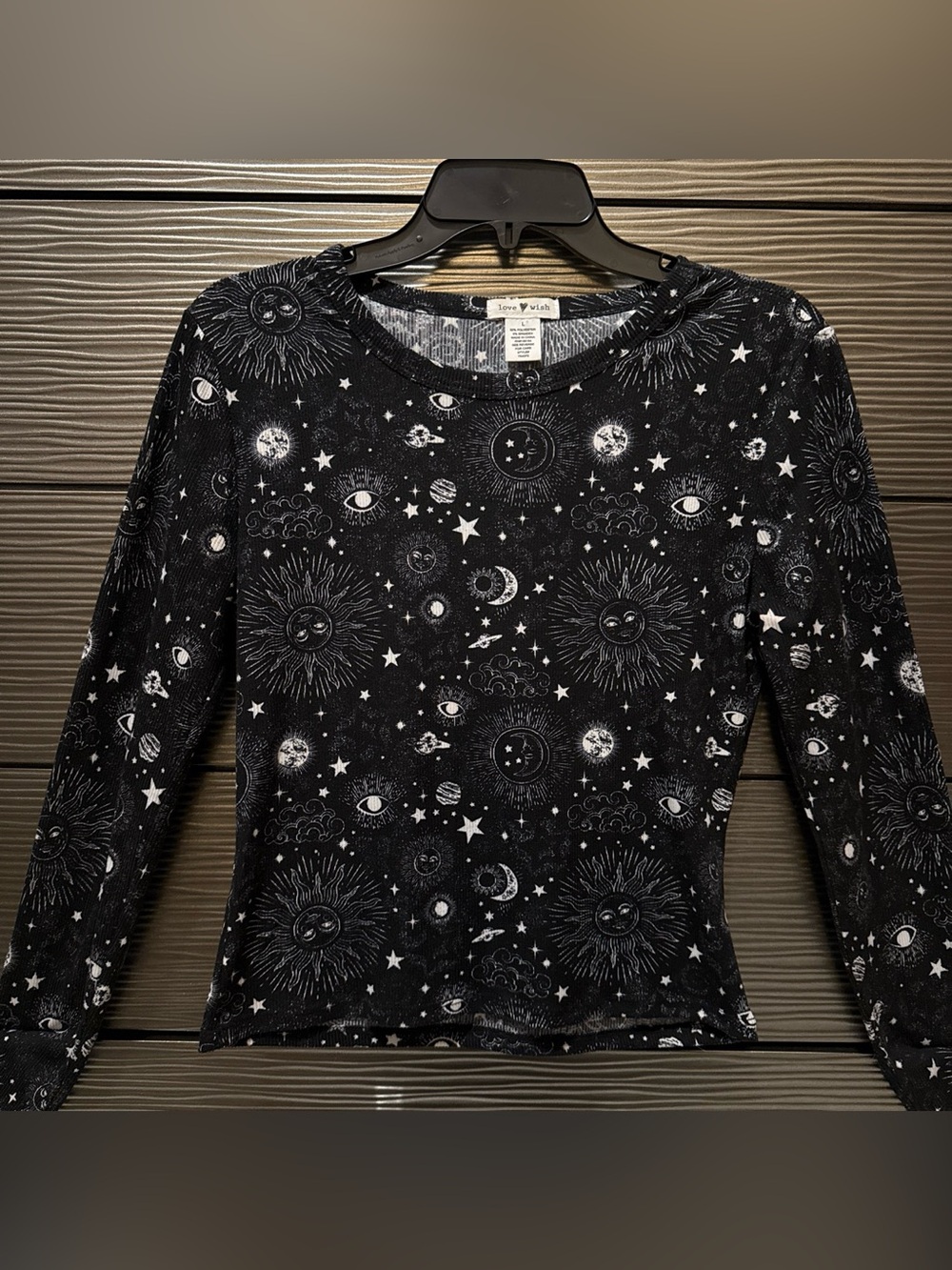 Black Celestial Sun & Moon Long Sleeve Top